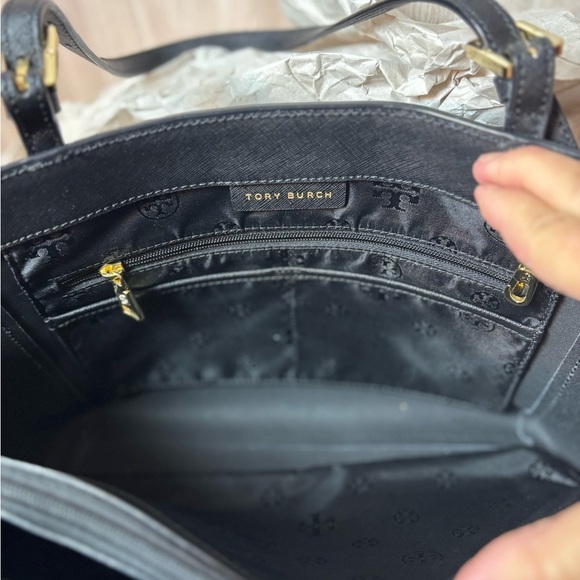 Tory Burch York Buckle Tote Bag Black Saffiano Leather with Gold Accents - Picture 10 of 13